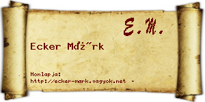 Ecker Márk névjegykártya